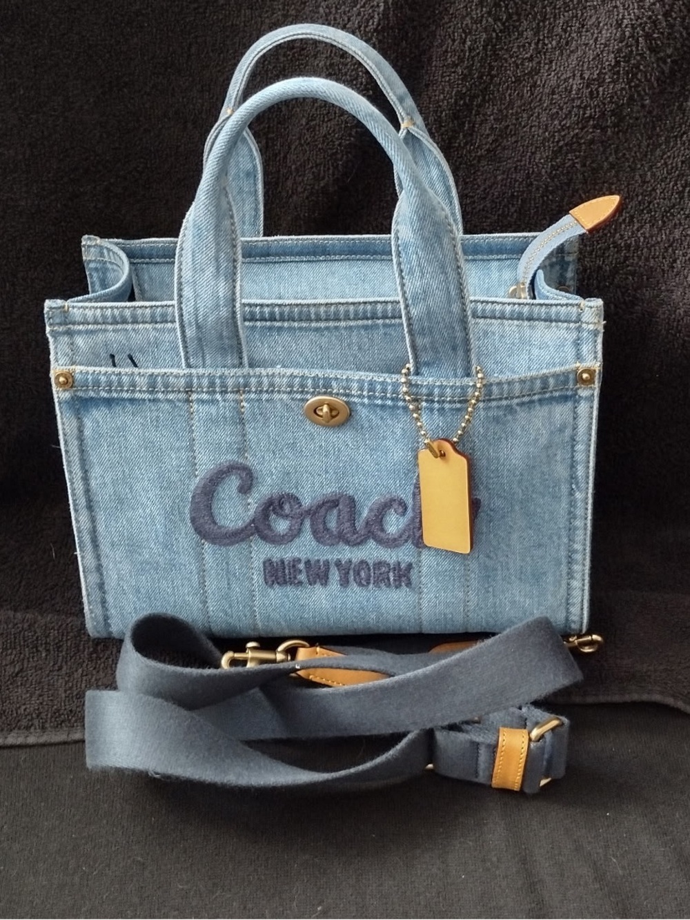 Coach Cargo Medium Denim Tote Bag 26